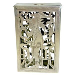 Vintage Rare GUATEMALA‎ 900 Silver Cigarette Case Mayan Quetzalcoatl Art Cutwork